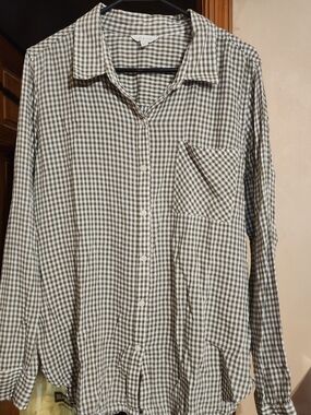 Lucky Brand Olive & White Gingham Button-Down Shirt